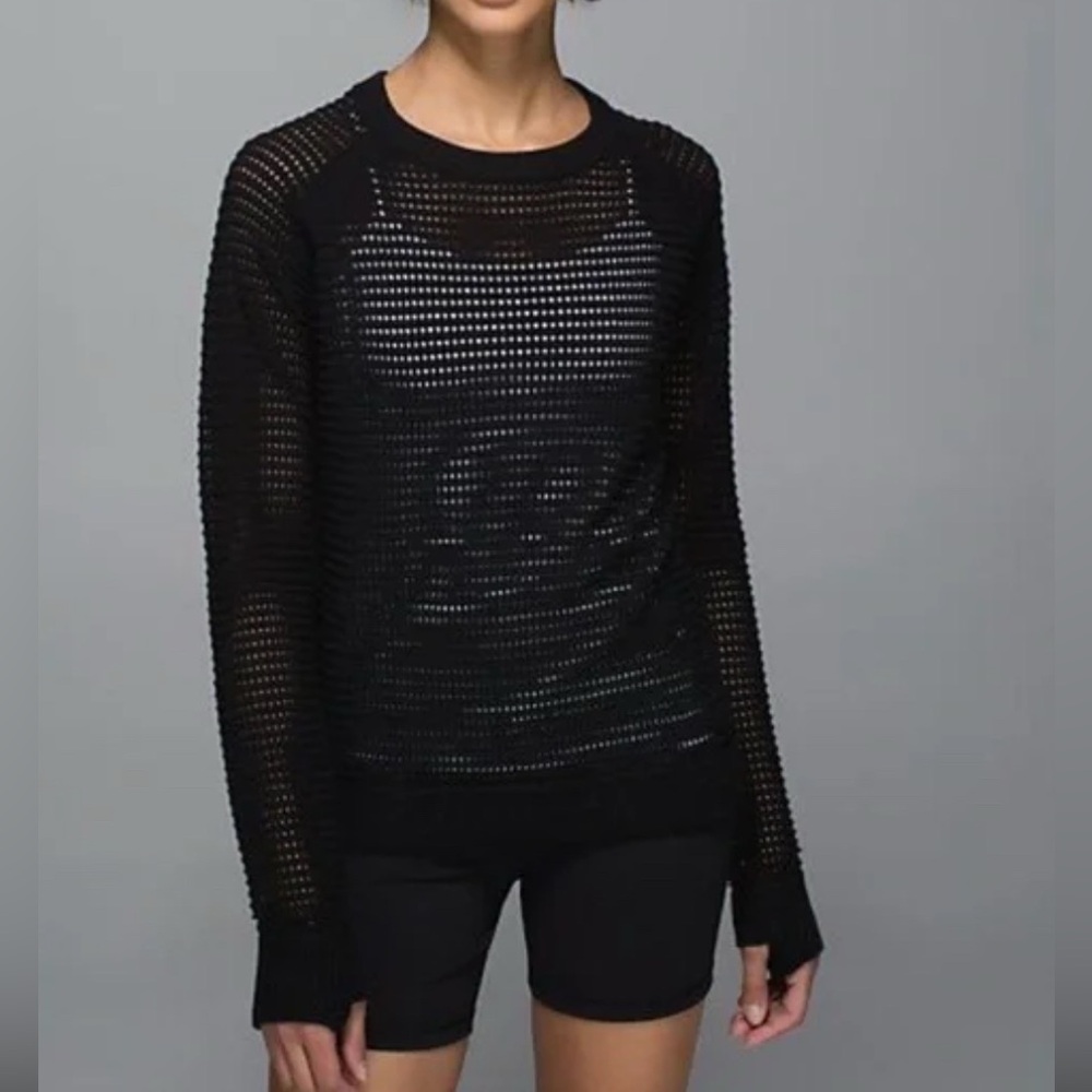 lululemon athletica Black Pointelle-Knit Sweater